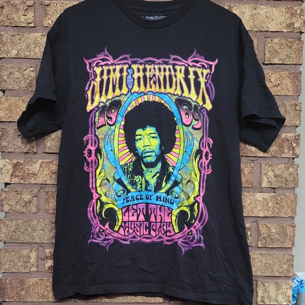 Karl Ferris Collection Jimi Hendrix Psychedelic Black Tee Size LARGE
